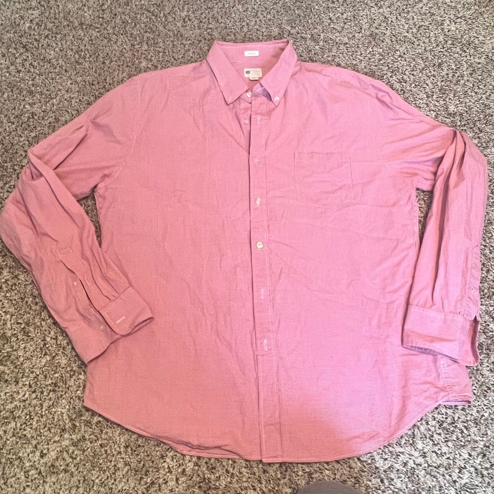 J.Crew Tailored Fit Pink Gingham Check Button-Down Shirt Cotton Casual Dress XL